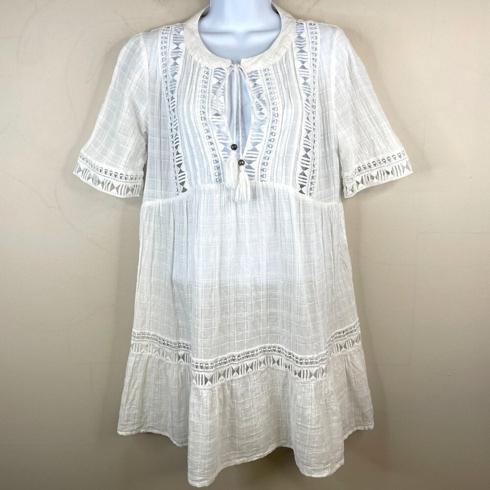 Knox Rose Crochet Dress Medium Cottage Coastal Beachy Tiered Swing Cover Up Pool